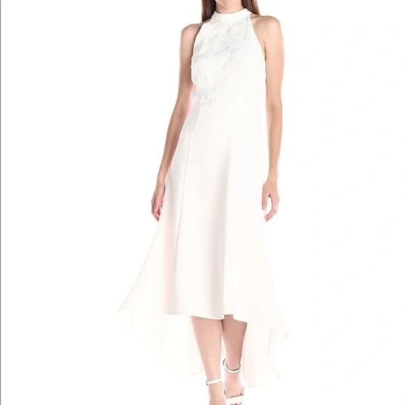 Keepsake The Label Dresses | Keepsake The Label White Satin And Lace Halter High Low Dress | Color: White | Size: Xs | Santamonica310's Closet